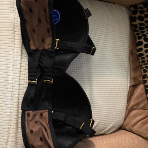 Black and Brown Polka Dot Women's Swim Top - Picture 3 of 4